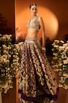 Buy_Neha Khullar x AZA_Purple Banarasi Chanderi Lehenga Set _Online