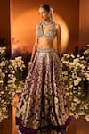 Shop_Neha Khullar x AZA_Purple Banarasi Chanderi Lehenga Set _Online