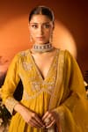 Neha Khullar x AZA_Yellow Anarkali Set With Pant And Dupatta _Online