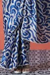 Samyukta Singhania_Blue Chiffon Sweetheart Neck Printed Pre-draped Saree Set _at_Aza_Fashions