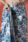 Buy_Samyukta Singhania_Off White Chiffon V-neck Floral Printed Pre-draped Saree Set 