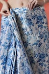 Buy_Samyukta Singhania_Off White Chiffon V-neck Printed Pre-draped Saree And Blouse Set _Online_at_Aza_Fashions