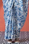 Shop_Samyukta Singhania_Off White Chiffon V-neck Printed Pre-draped Saree And Blouse Set _Online_at_Aza_Fashions