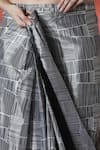Buy_Samyukta Singhania_Black Chiffon V-neck And White Printed Pre-draped Saree Set _Online_at_Aza_Fashions