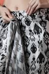Samyukta Singhania_Off White Chiffon V-neck Printed Pre-draped Saree Set _Online_at_Aza_Fashions