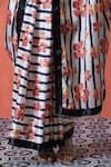Buy_Samyukta Singhania_Multi Color V-neck Printed Pre-draped Saree Set _Online_at_Aza_Fashions