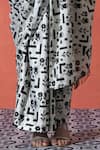 Buy_Samyukta Singhania_Off White V-neck Printed Pre-draped Saree And Blouse Set _Online_at_Aza_Fashions
