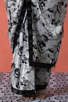 Buy_Samyukta Singhania_Off White V-neck Printed Pre-draped Saree And Blouse Set _Online_at_Aza_Fashions