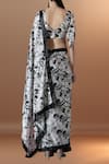 Shop_Samyukta Singhania_Off White V-neck Printed Pre-draped Saree And Blouse Set _at_Aza_Fashions