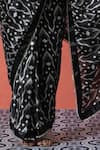 Samyukta Singhania_Black V-neck Printed Pre-draped Saree Set _Online_at_Aza_Fashions