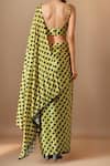 Shop_Samyukta Singhania_Yellow Round Neck And Black Printed Pre-draped Saree _at_Aza_Fashions