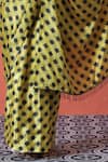 Samyukta Singhania_Yellow Round Neck And Black Printed Pre-draped Saree _at_Aza_Fashions