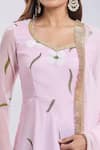 Samyukta Singhania_Pink Georgette Embroidery, Zari Hand Paint Kurta Set _at_Aza_Fashions