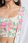 Buy_Samyukta Singhania_White Cotton, Georgette Floral Printed Lehenga Set _Online_at_Aza_Fashions