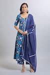 Buy_Samyukta Singhania_Blue Cotton Printed Flare Kurta Set _Online_at_Aza_Fashions