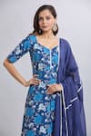 Samyukta Singhania_Blue Cotton Printed Flare Kurta Set _at_Aza_Fashions