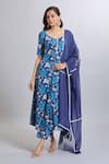 Buy_Samyukta Singhania_Blue Cotton Printed Flare Kurta Set _at_Aza_Fashions
