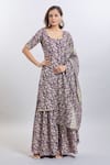 Buy_Naintara Bajaj_Wine Cotton Sharara Suit Set _at_Aza_Fashions
