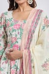 Samyukta Singhania_Off White Cotton Square Neck Floral Anarkali Suit Set _Online_at_Aza_Fashions