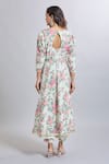 Shop_Samyukta Singhania_Off White Cotton Square Neck Floral Anarkali Suit Set _at_Aza_Fashions