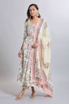 Buy_Samyukta Singhania_Off White Cotton Square Neck Floral Anarkali Suit Set _at_Aza_Fashions