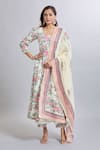 Samyukta Singhania_Off White Cotton Square Neck Floral Anarkali Suit Set _at_Aza_Fashions