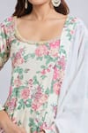 Samyukta Singhania_Off White Cotton Square Neck Floral Print Sharara Suit Set _Online_at_Aza_Fashions