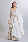 Buy_Samyukta Singhania_Off White Cotton Square Neck Floral Print Sharara Suit Set _at_Aza_Fashions
