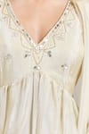 Shop_Samyukta Singhania_Cream Tissue Embroidery V-neck Anarkali Set _Online_at_Aza_Fashions
