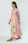 Buy_Pants and Pajamas_Beige Chanderi, Cotton, Silk Embroidery Round Neck Printed Kurta Set _at_Aza_Fashions
