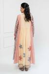 Shop_Pants and Pajamas_Beige Chanderi, Cotton, Silk Embroidery Round Neck Printed Kurta Set _at_Aza_Fashions