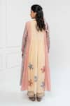 Shop_Pants and Pajamas_Beige Chanderi Embroidery Round Neck Long Kurta With Dupatta _at_Aza_Fashions