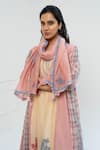 Buy_Pants and Pajamas_Beige Chanderi Embroidered Stole _at_Aza_Fashions