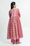 Shop_Pants and Pajamas_Pink Chanderi Embroidery Round Neck Printed Kurta Set _at_Aza_Fashions