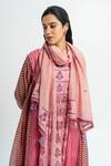 Buy_Pants and Pajamas_Pink Chanderi Embroidered Stole _at_Aza_Fashions