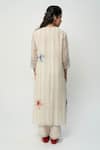 Shop_Pants and Pajamas_White Chanderi Embroidery V-neck Floral Printed Kurta Set _at_Aza_Fashions