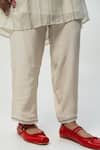 Buy_Pants and Pajamas_White Chanderi Embroidery V-neck Floral Printed Kurta Set _Online_at_Aza_Fashions