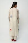Shop_Pants and Pajamas_White Chanderi Embroidery V-neck Floral Kurta _at_Aza_Fashions