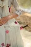 Pants and Pajamas_White Chanderi Floral Embroidered Stole _Online_at_Aza_Fashions