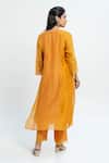 Shop_Pants and Pajamas_Orange Chanderi Embroidery Round Neck Kurta Set _at_Aza_Fashions