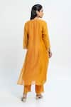 Shop_Pants and Pajamas_Orange Chanderi Embroidery Round Neck Long Kurta _at_Aza_Fashions