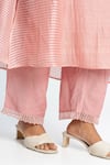Shop_Pants and Pajamas_Pink Chanderi Embroidery Round Neck Kurta Set _Online_at_Aza_Fashions