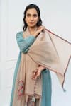 Shop_Pants and Pajamas_Pink Chanderi Embroidered Stole _at_Aza_Fashions