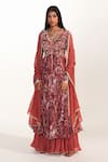 Buy_Mustard Moon by Neyha and Vrinda_Multi Color Georgette Sequins, Beads, Embroidery V-neck Zahra Rose Anarkali Set _at_Aza_Fashions
