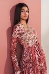 Buy_Mustard Moon by Neyha and Vrinda_Multi Color Georgette Sequins, Beads, Embroidery V-neck Zahra Rose Anarkali Set _Online_at_Aza_Fashions