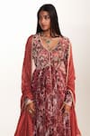 Mustard Moon by Neyha and Vrinda_Multi Color Georgette Sequins, Beads, Embroidery V-neck Zahra Rose Anarkali Set _at_Aza_Fashions
