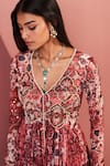 Buy_Mustard Moon by Neyha and Vrinda_Multi Color Georgette Sequins, Beads, Embroidery V-neck Zahra Rose Anarkali Set 
