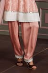 Mustard Moon by Neyha and Vrinda_Pink Georgette, Modal, Satin, Net Lace, Designer Rose Straight Kurta Set _Online_at_Aza_Fashions