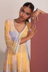 Mustard Moon by Neyha and Vrinda_Multi Color Georgette, Modal Embroidery, Lace Asaf Yellow Peplum Kurta Dhoti Set _Online_at_Aza_Fashions
