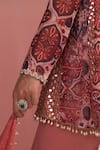 Mustard Moon by Neyha and Vrinda_Rose Gold Georgette, Modal Sequins, Pearls V-neck Azalea Dhoti Set _Online_at_Aza_Fashions